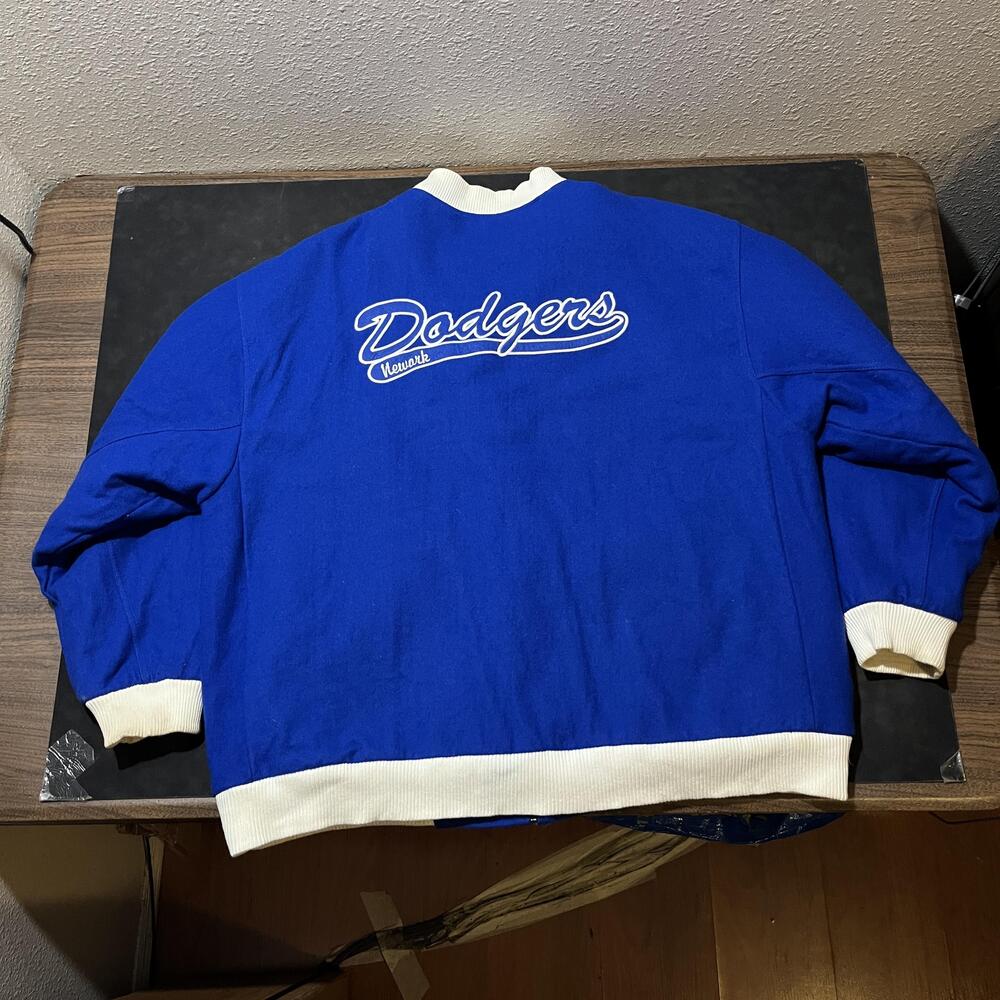 Vintage Dodgers Jacket Baseball Varsity 2XL Wool Full Zip Negro Leagues Quilted